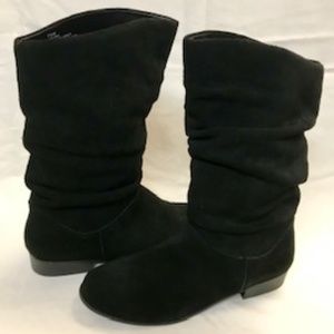 Mid-Calf Black Suede Slouch Boots, Sz 7.5, EUC